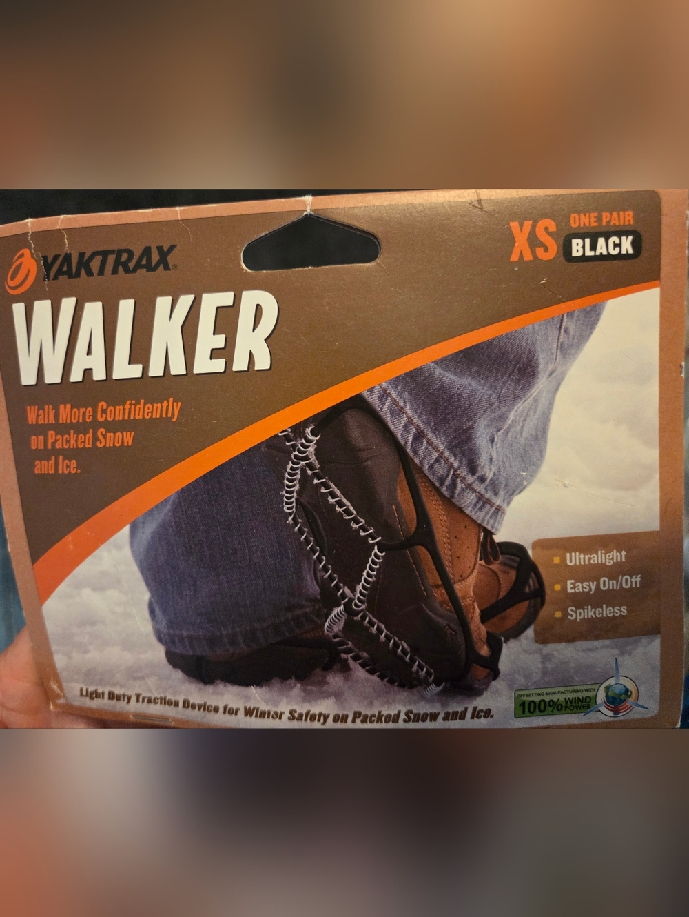 Yaktrax Walker Ice Traction Cleats — Black . Size XS